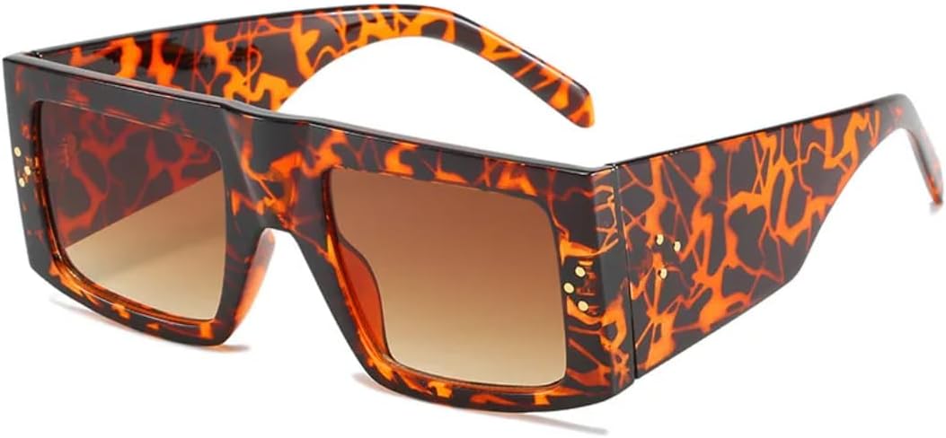 

Роскошные солнцезащитные очки большого размера для женщин в винтажном стиле с заклепками, крупной оправой, градиентной защитой от УФ-излучения UV400 (коричневый леопардовый принт) TVTBBVV, Leopard Brown