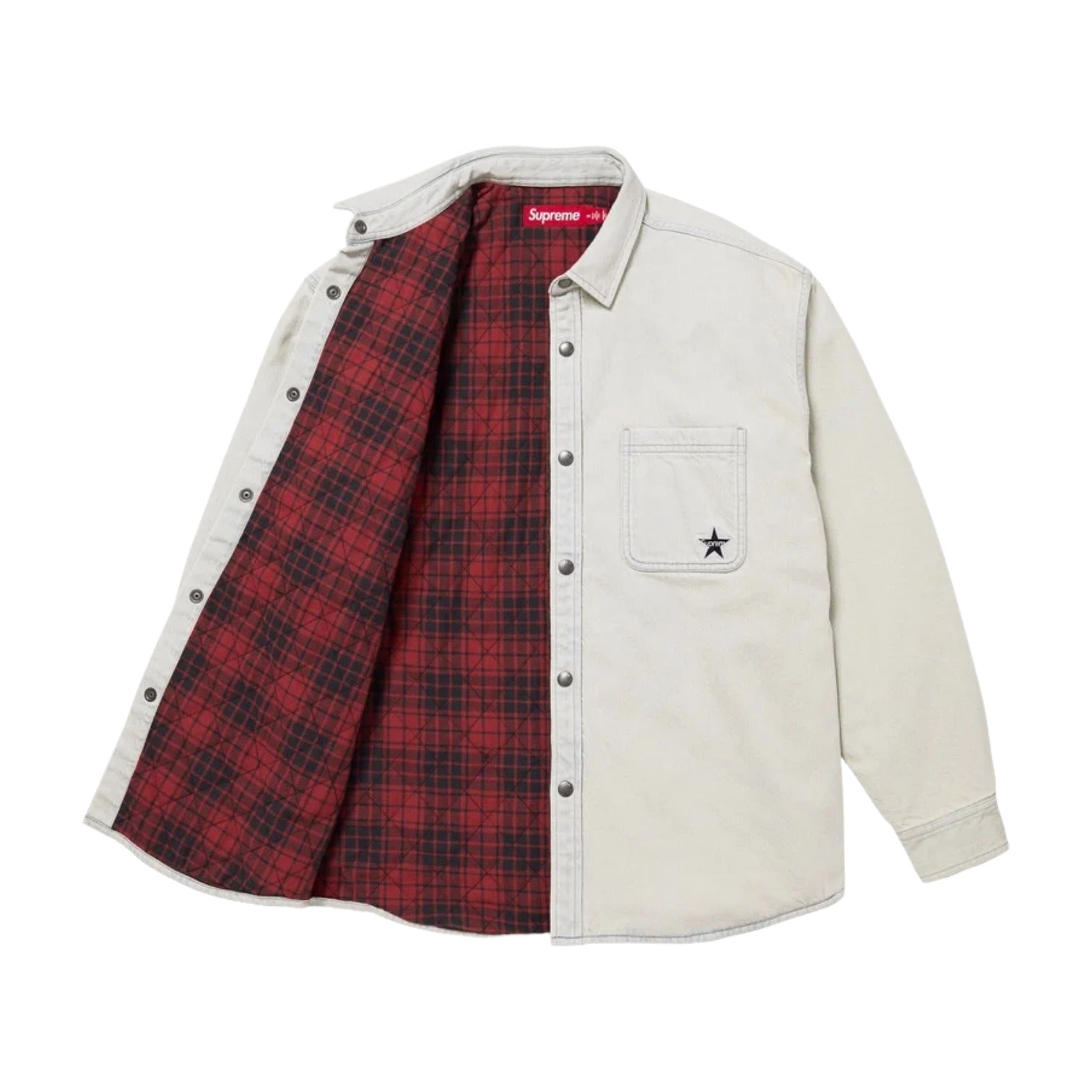 Рубашка Supreme FW25 из стеганого денима на кнопках, цвет «светлый индиго» — фото 2