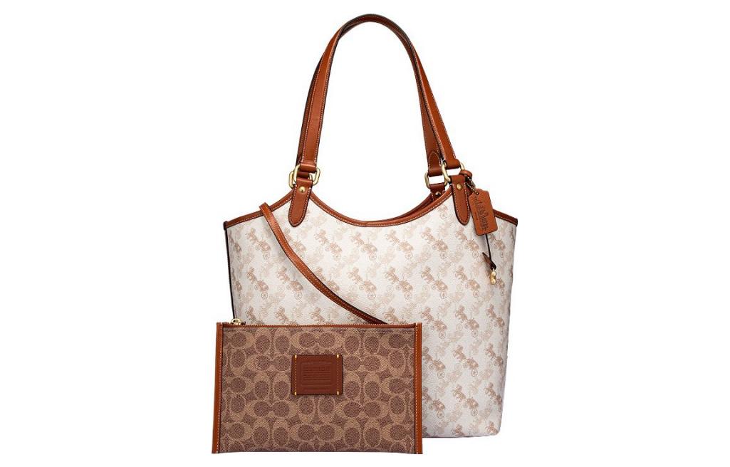

COACH Сумка-тоут из коровьей кожи в стиле пэчворк с искусственной кожей, женская, цвета слоновой кости, белая