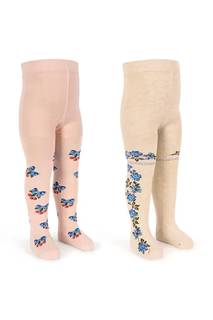 Колготки детские 2 шт Flower and Cherry Jacquard Tights Konges Sløjd, розовый