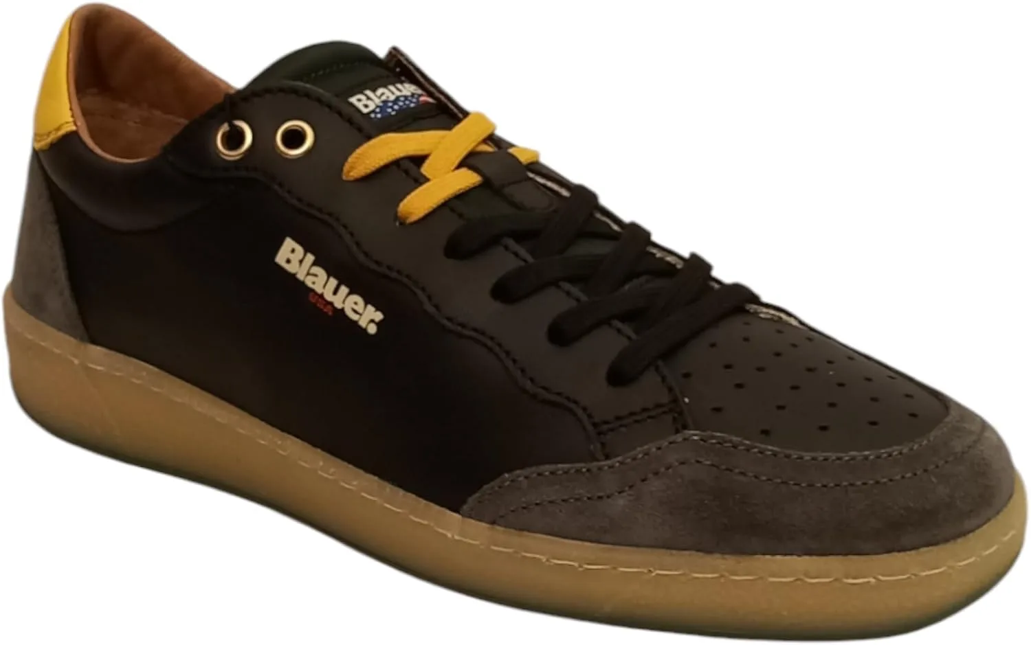 Кроссовки Blauer USA MURRAY01 Low Fashion Leather Unisex, черный/желтый/серый