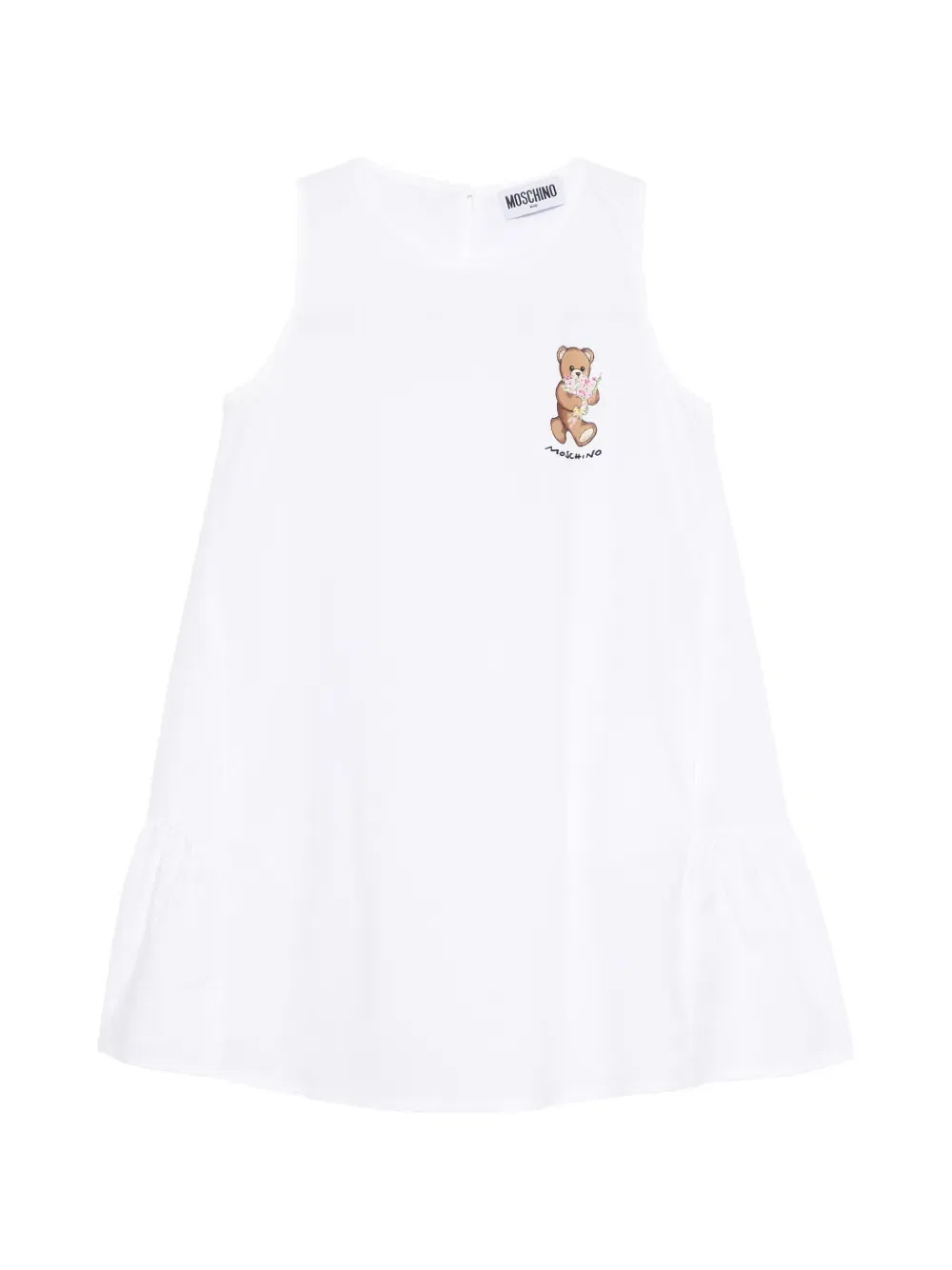 Платье с оборками и принтом в виде медведя Moschino Kids, белый