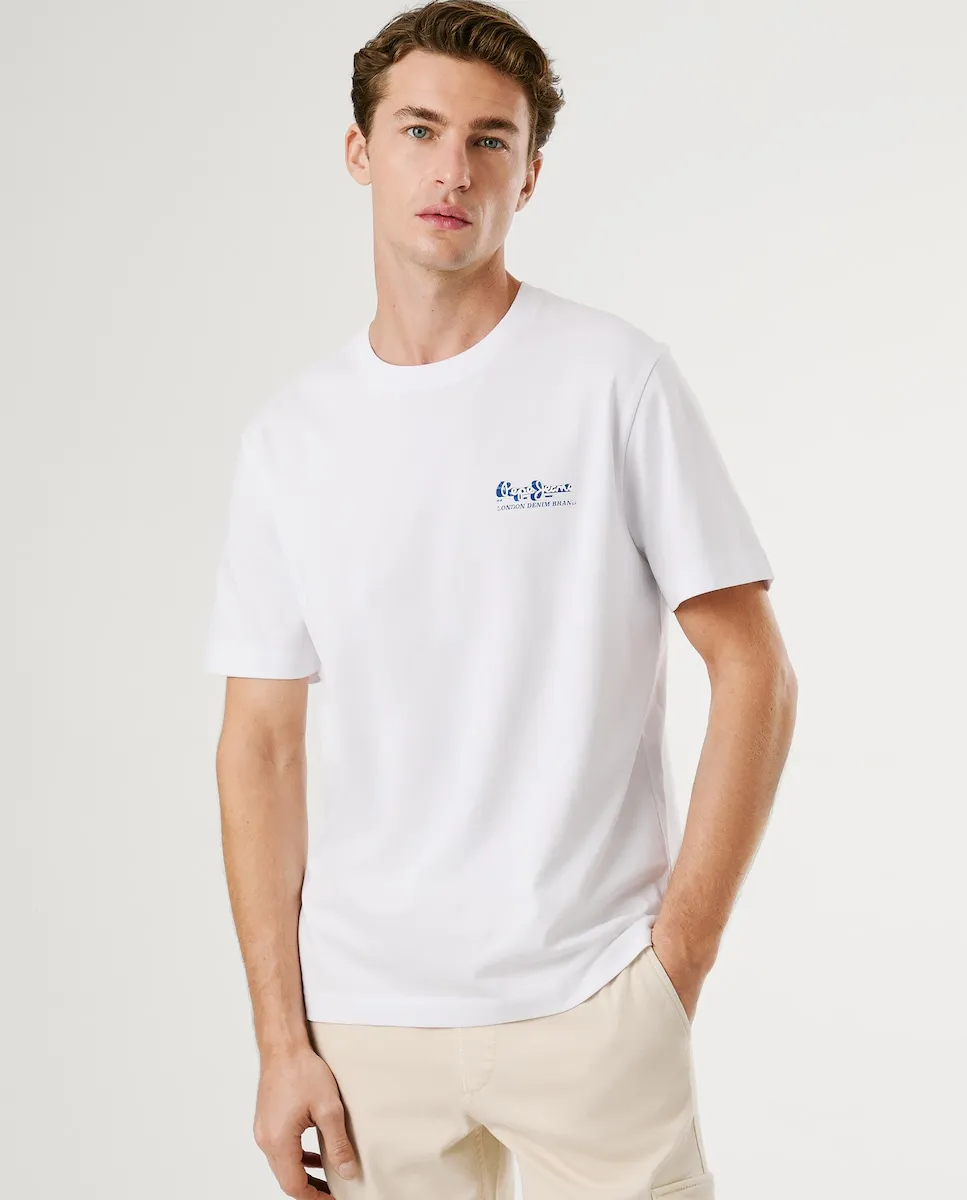

Футболка мужская с коротким рукавом и печатным логотипом Pepe Jeans, белый