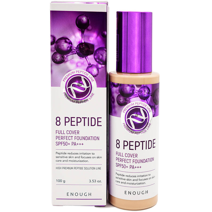 

Enough, 8 Peptide Perfect Foundation Full Cover SPF50+, 21 натуральный бежевый оттенок