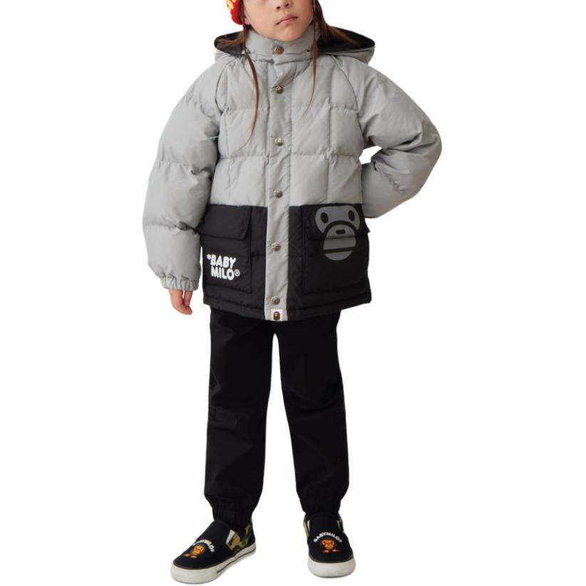 Пуховик kids' A BATHING APE, серый — фото 4
