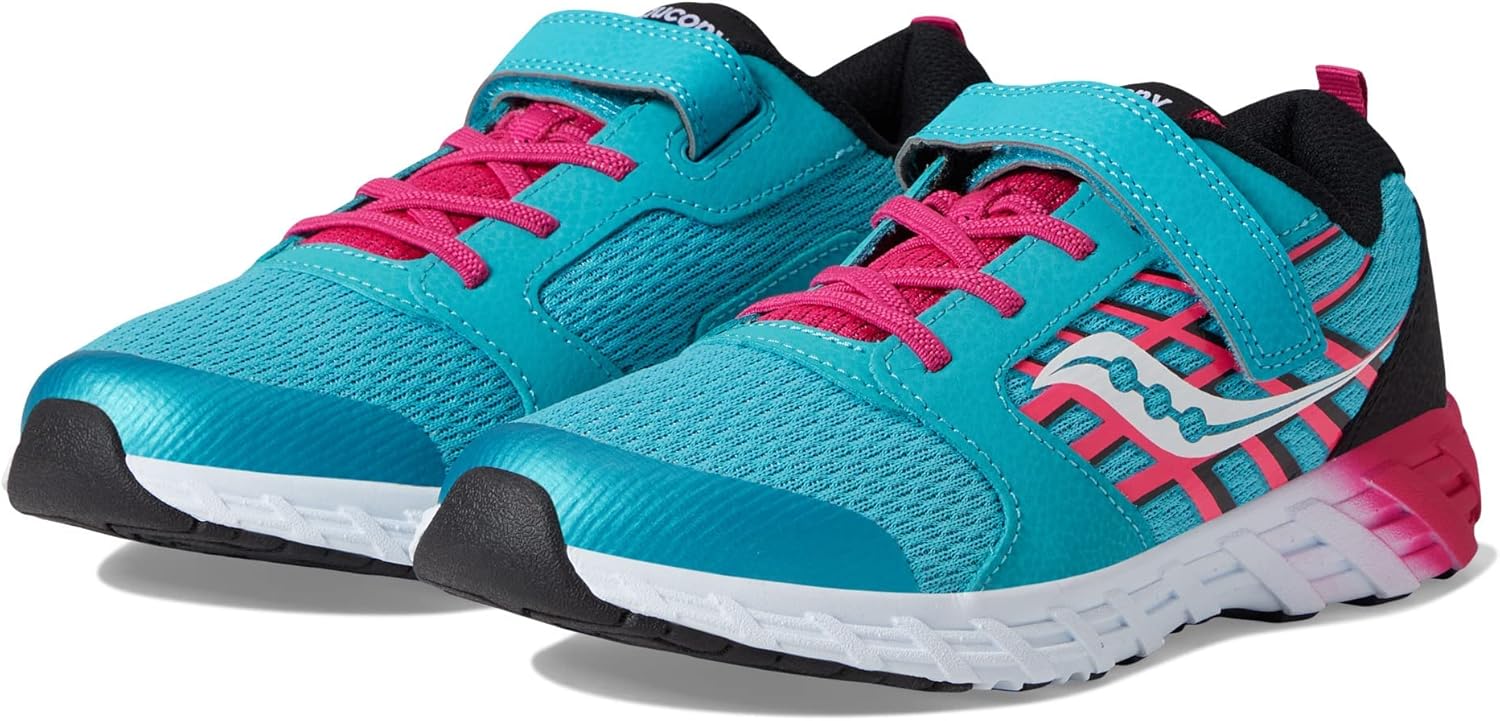 

Кроссовки Saucony Unisex-Child Wind Alternative Closure 2.0, черный/розовый/бирюзовый