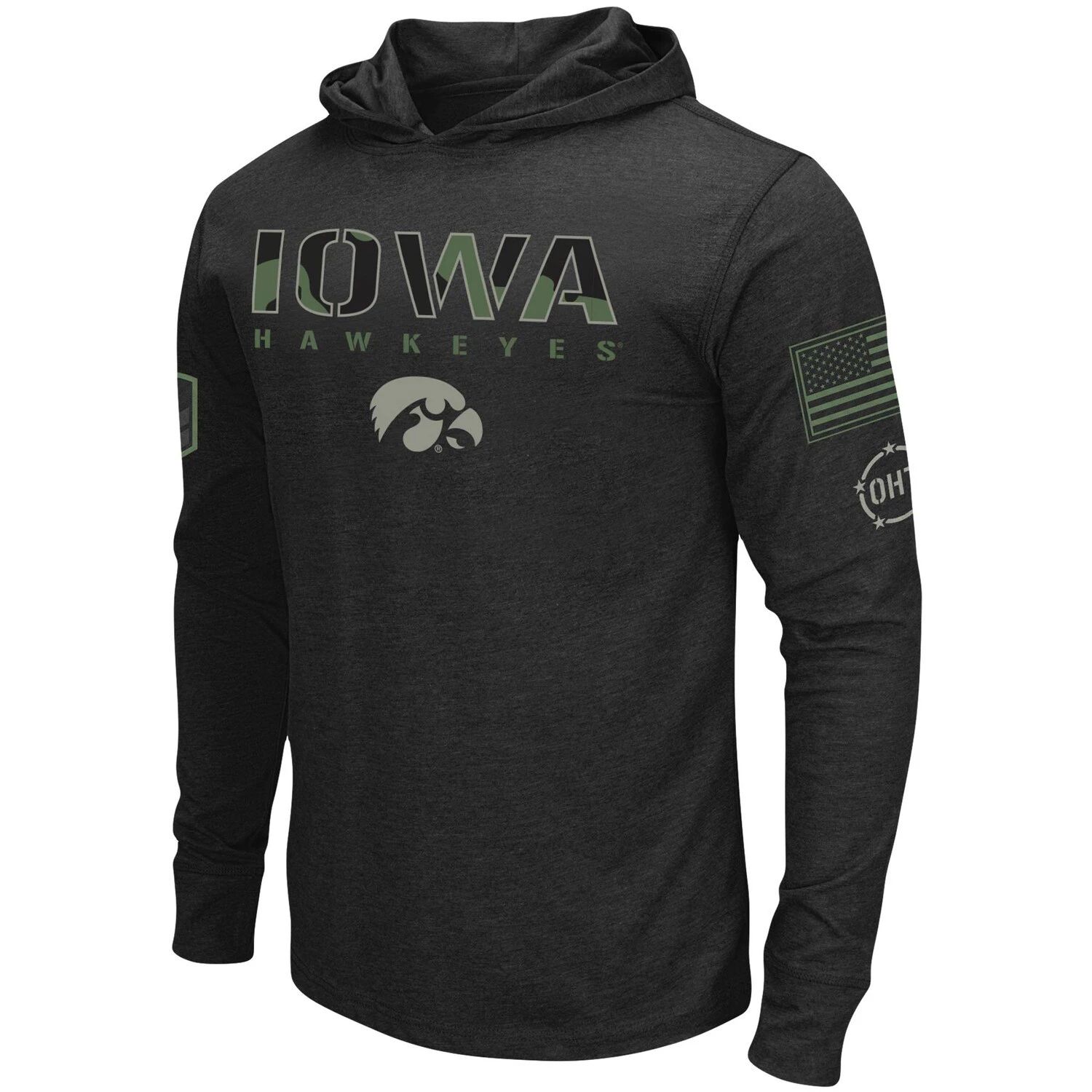 

Мужская черная футболка с длинным рукавом с капюшоном Iowa Hawkeyes OHT Military Appreciation Colosseum, Черный, Мужская черная футболка с длинным рукавом с капюшоном Iowa Hawkeyes OHT Military Appreciation Colosseum