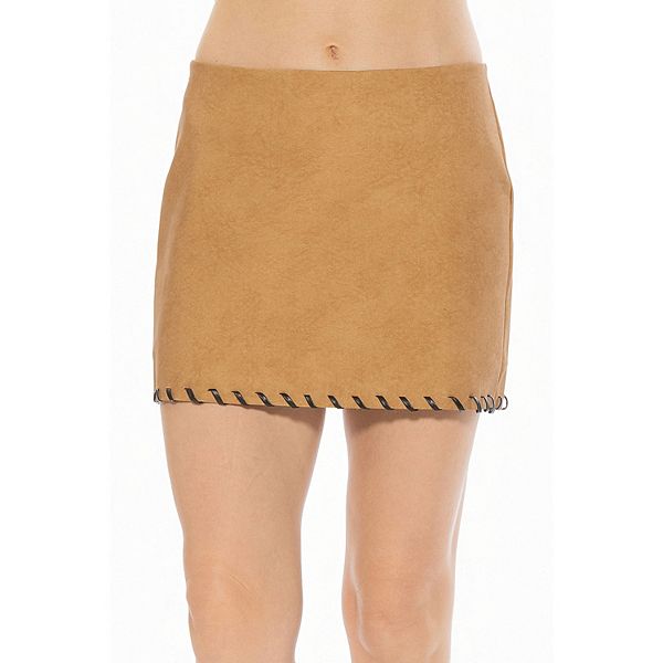 

Мини-юбка с деталью whipstitch Alexia Admor, Camel