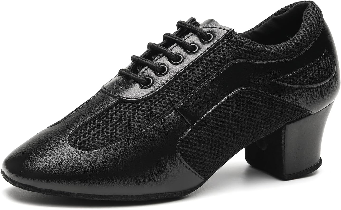 

Латиноамериканские танцевальные туфли для женщин с шнуровкой, для бальных и современных танцев, сальсы, для обучения, практики и профессиональных выступлений, с низким каблуком 4 см Vcixxvce, черный