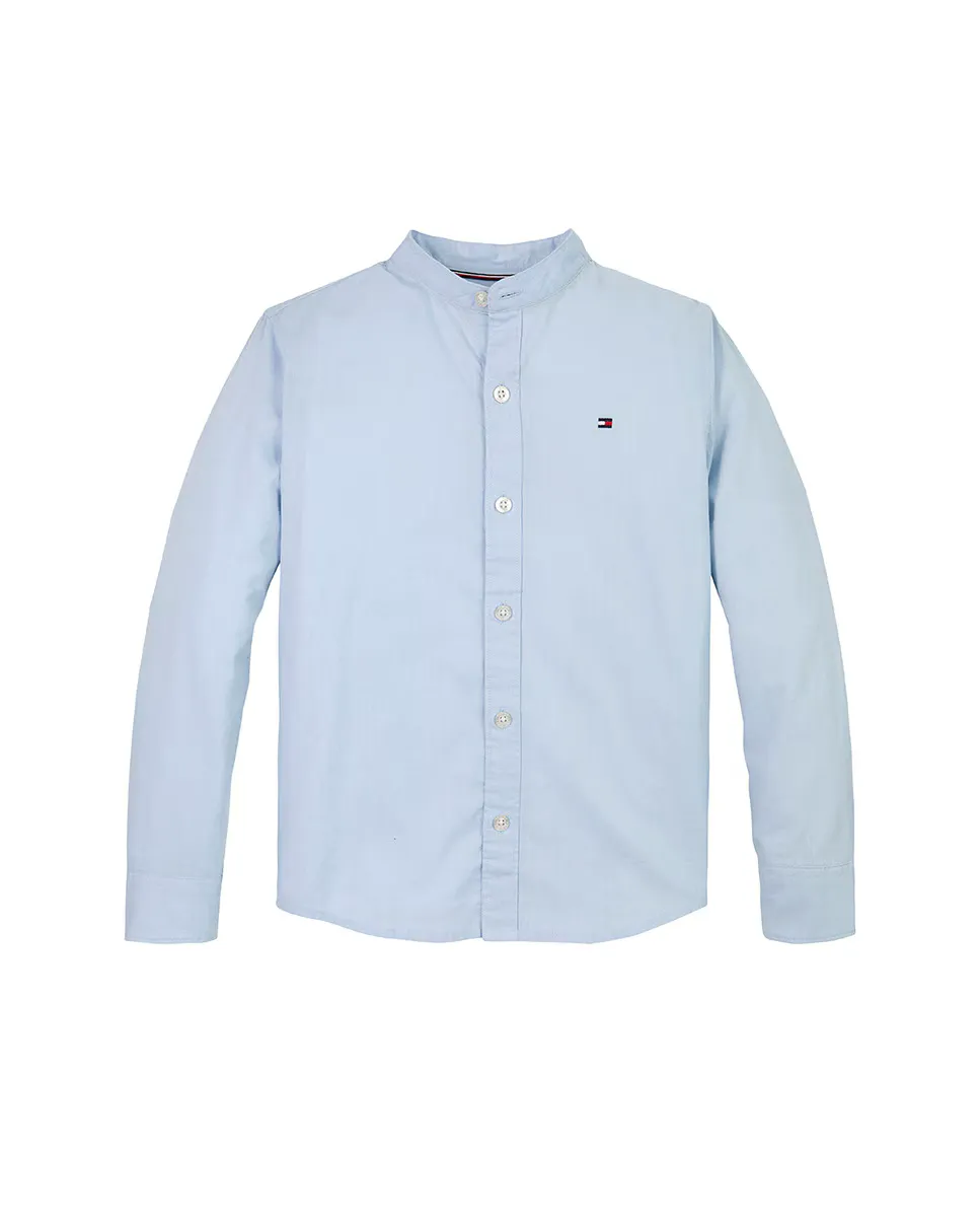 

Рубашка для мальчика однотонная с длинными рукавами и карманом на воротнике Мао Tommy Hilfiger, синий