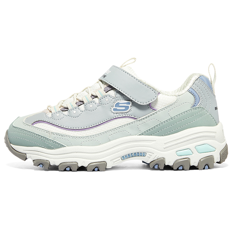 Skechers Kids Светло-голубые противоскользящие противоударные износостойкие массивные низкие кроссовки для подростков — фото 3