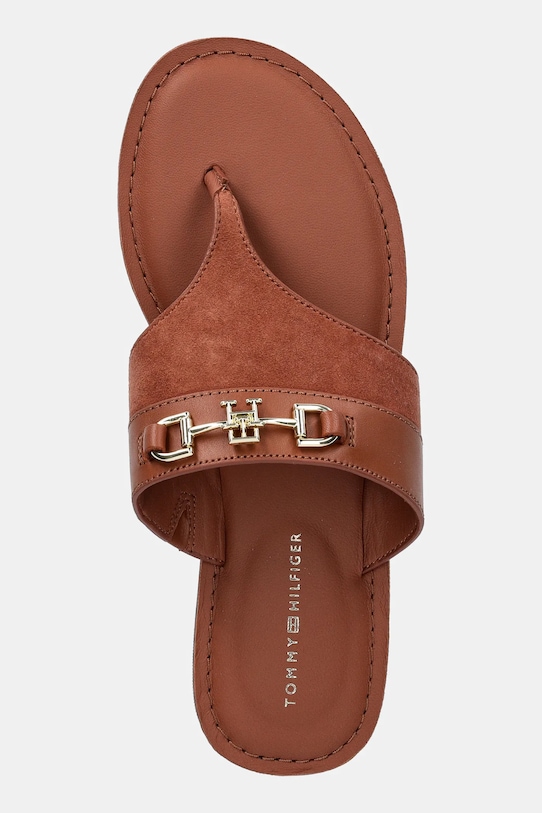 Кожаные шлепанцы MIXED LEATHER HORSEBIT THONG Tommy Hilfiger, коричневый — фото 4