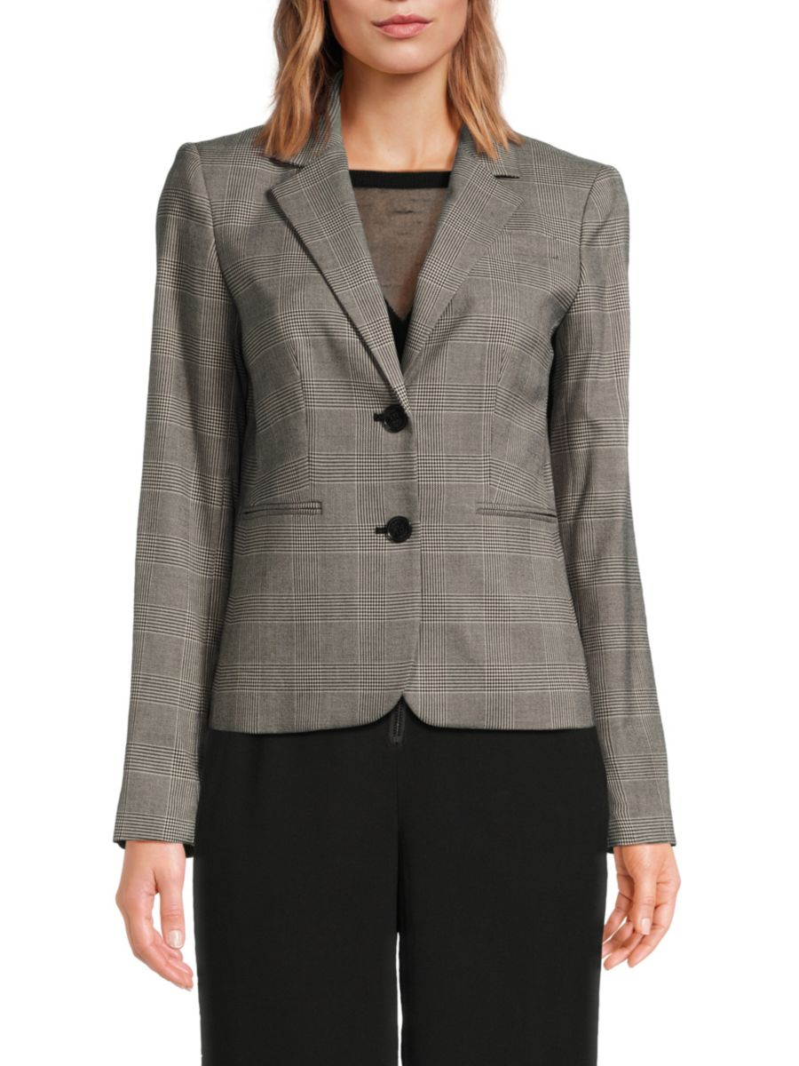 

Клетчатый блейзер DKNY, цвет Black Ivory