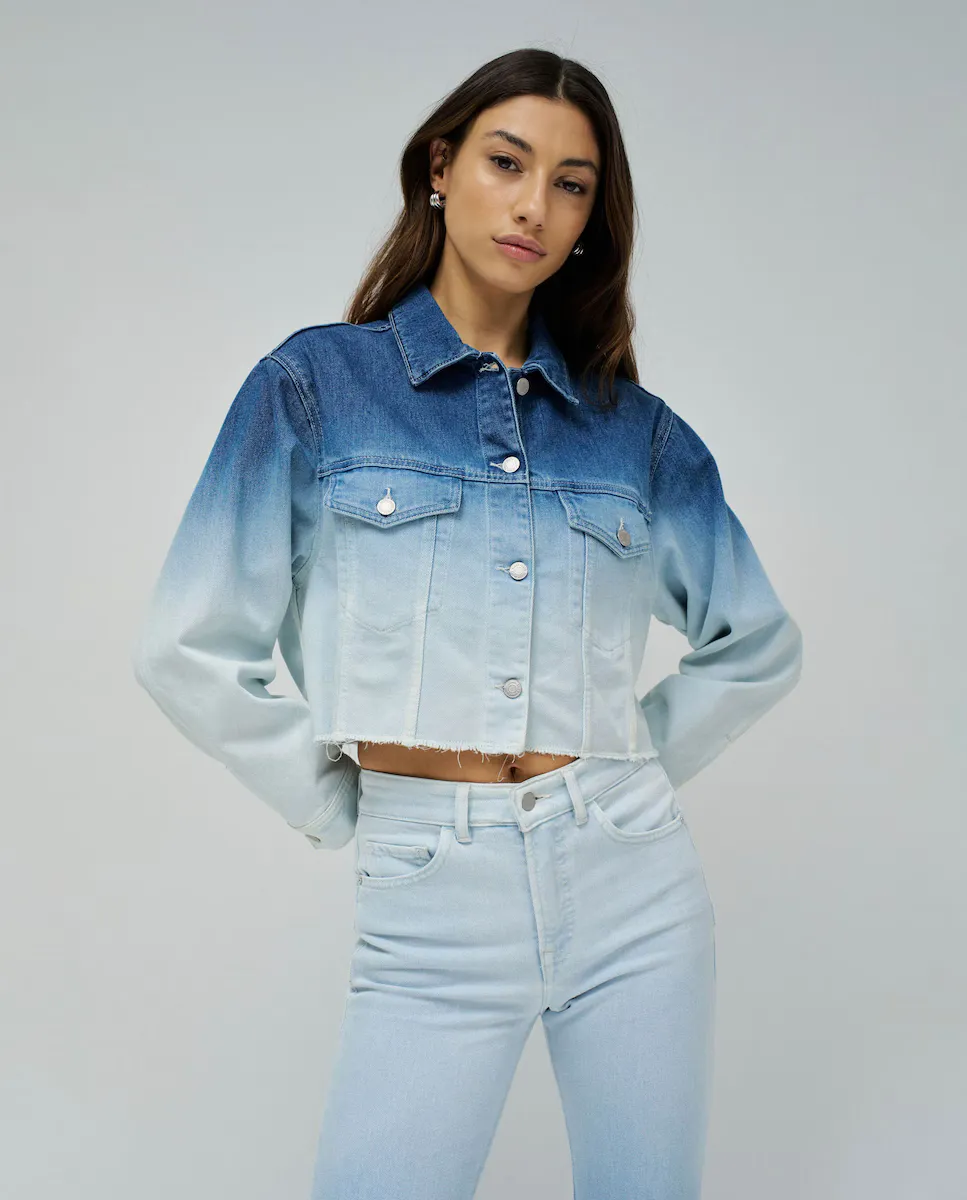 

Женская укороченная джинсовая куртка с эффектом градиента Salsa Jeans, синий