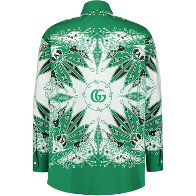 Рубашка мужская Gucci зеленая — фото 2