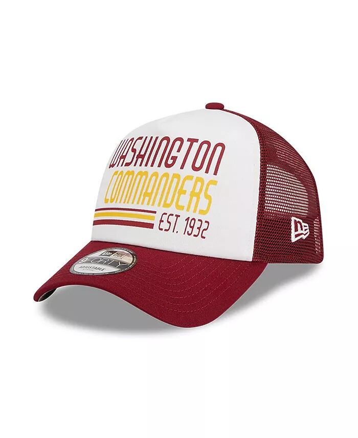 

Мужская белая, бордовая кепка Washington Commanders Stacked A-Frame Trucker 9FORTY Adjustable New Era