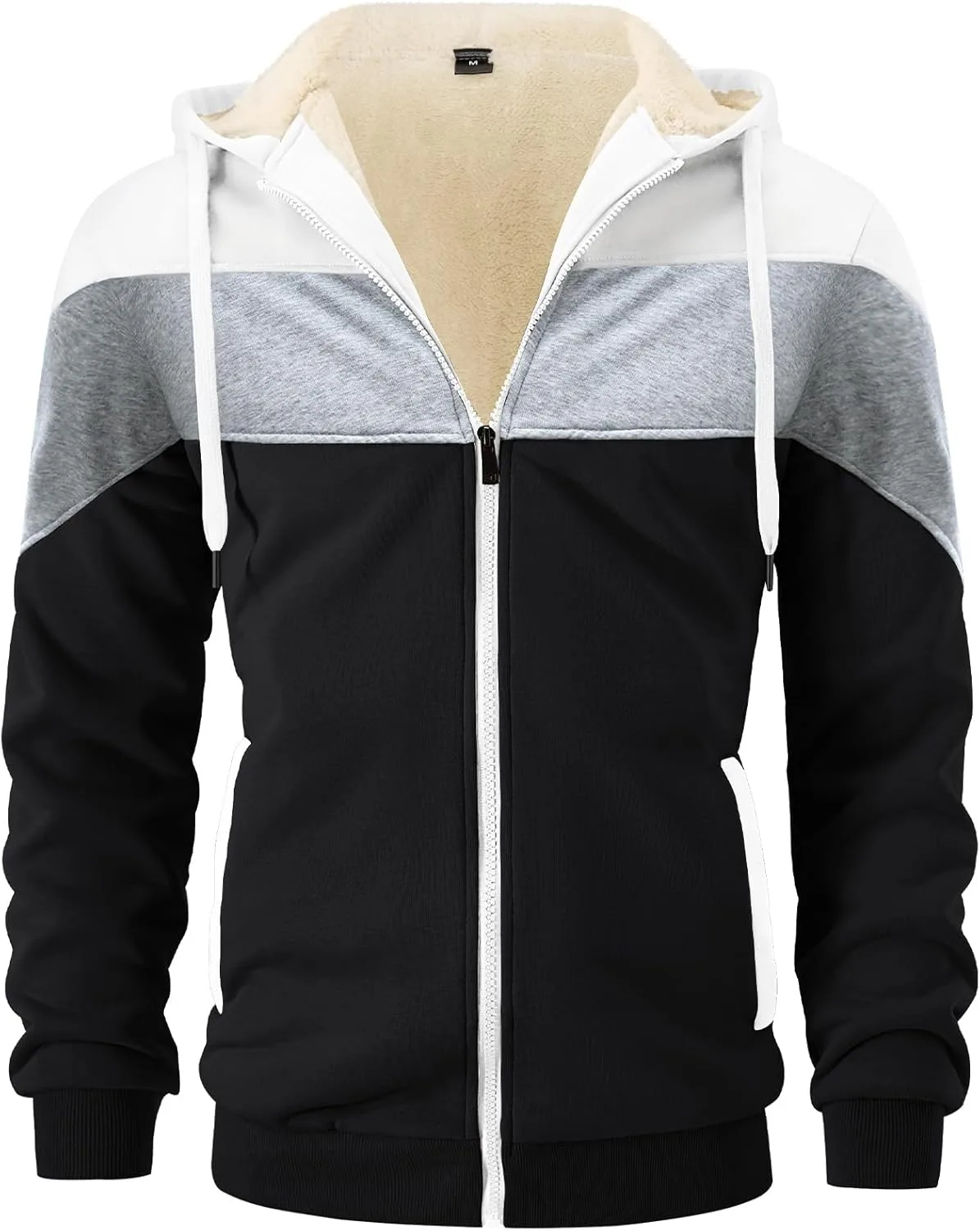 

Мужская зимняя худи Gihuo с подкладкой из шерпы и цветными блоками