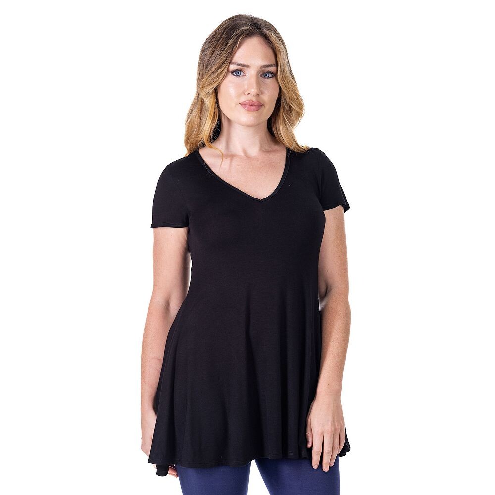 

Женская туника свободного кроя 24Seven Comfort Apparel с V-образным вырезом, черный
