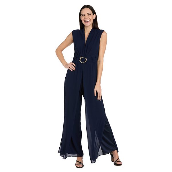 

Женский комбинезон с воротником-воронкой и запахом спереди R&M Richards, Navy
