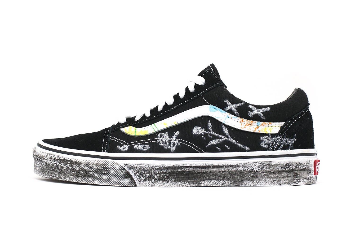

Кроссовки Vans Old Skool Skateboarding Shoes Unisex Low-top White/black, черный/белый
