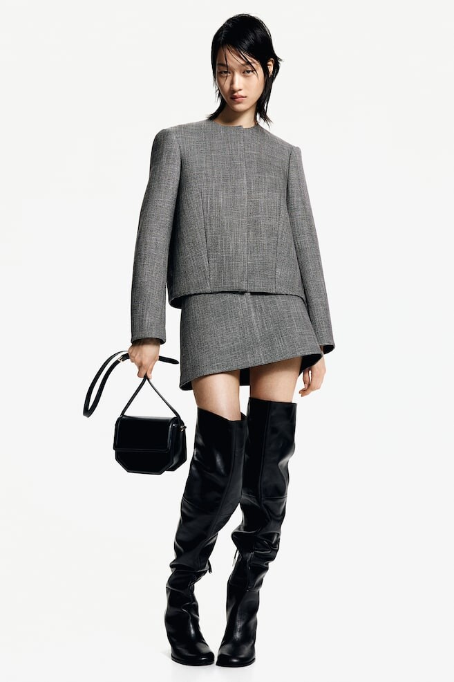 

Мини-Юбка из структурированного твила H&M, серый
