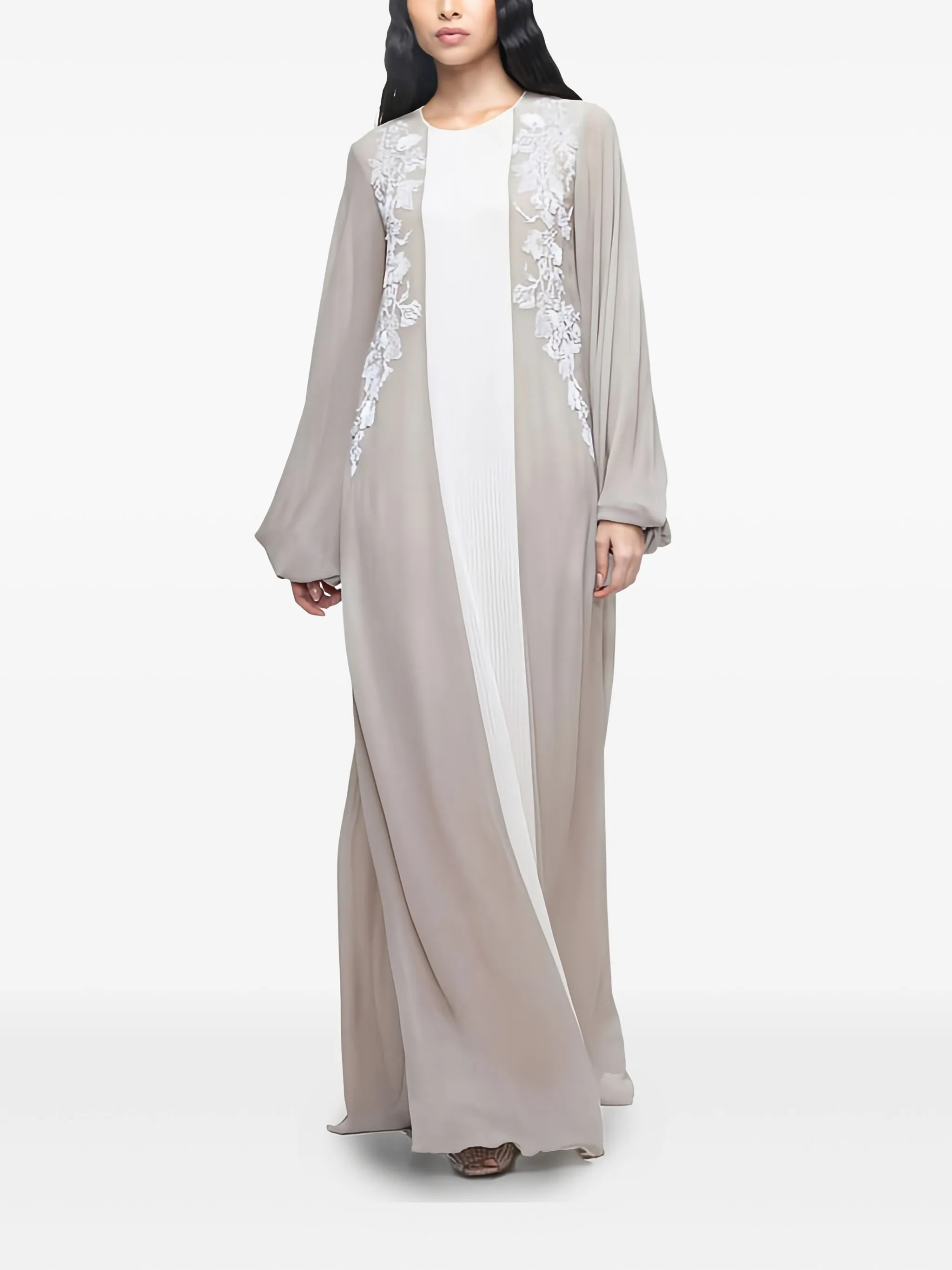 

Платье с цветочной аппликацией Rohit Gandhi + Rahul Khanna, серый