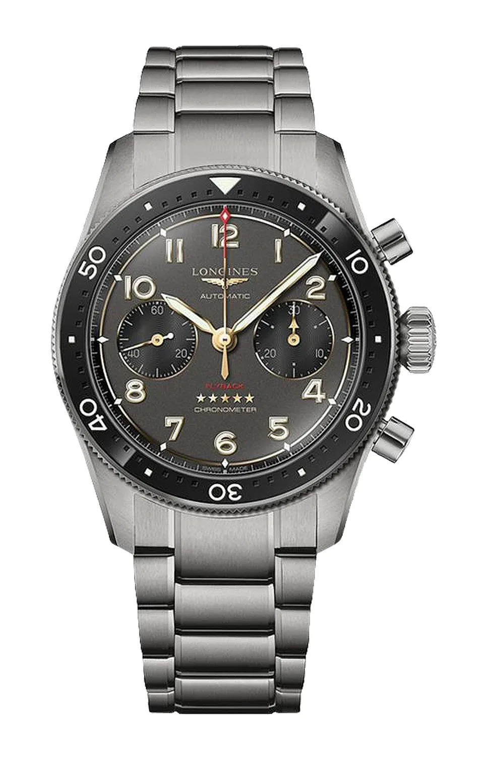 LONGINES СПИРИТ ФЛАЙБЭК 42 ММ ТИТАН - L3.821.1.53.6, серебряный