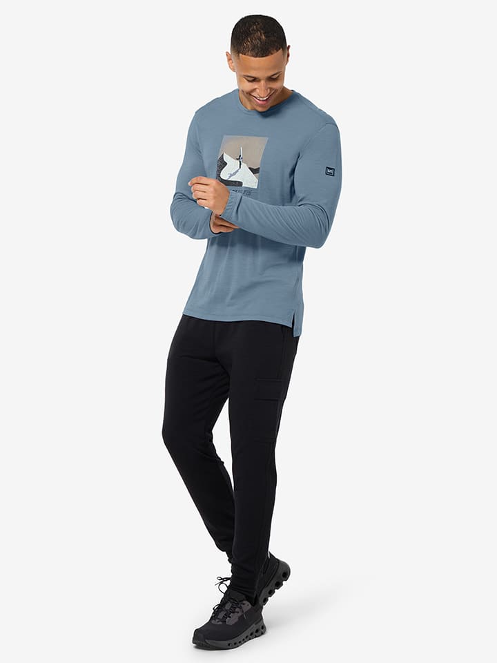 

Super.natural Функциональная рубашка с длинными рукавами "Almost Done" синего цвета