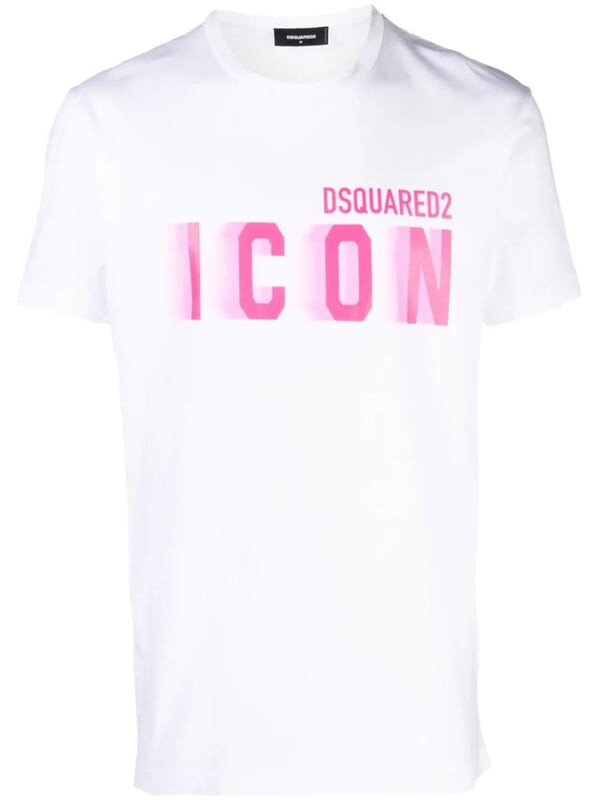 

Icon Blur классная розовая хлопковая футболка с логотипом Dsquared2, белый