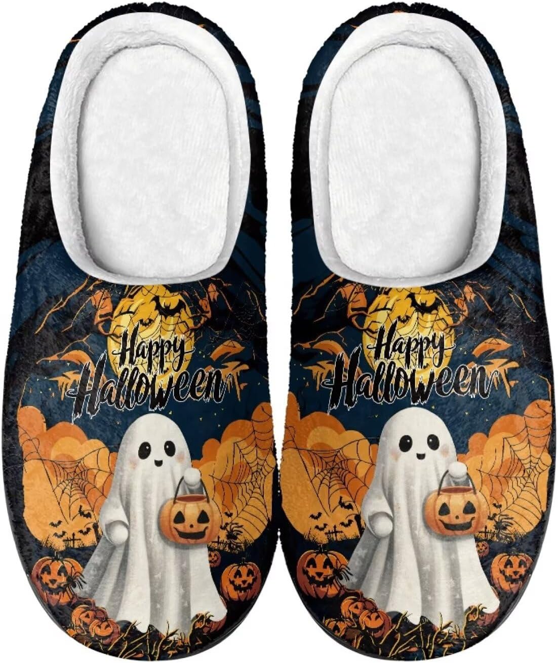 

Домашние тапочки COEQINE для женщин, мягкие, теплые, нескользящие, зимние, размеры US 4-12, Ghost Multi Pumpkin Hallo Ween