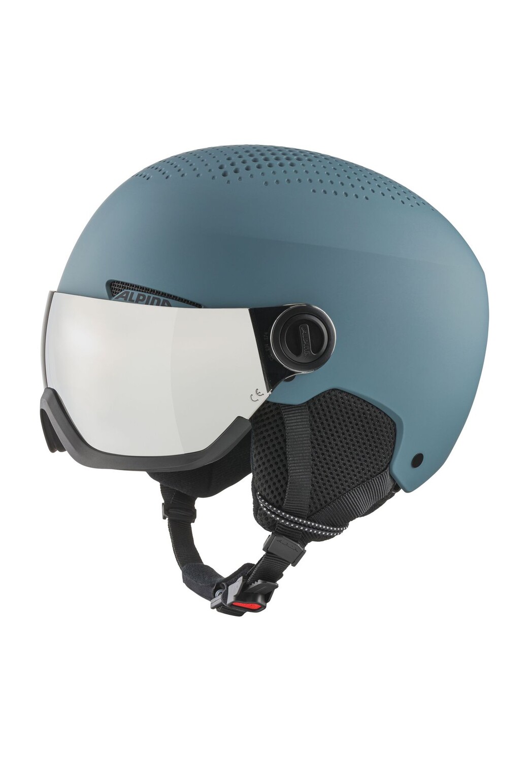 

Горнолыжный шлем Arber Visor Q-Lite, жесткий корпус, зеркальный козырек ALPINA, цвет Dirt Blue Matt