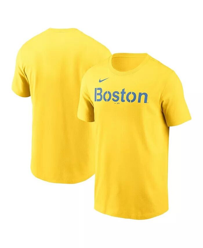 

Мужская золотая футболка Boston Red Sox City Connect с надписью Nike
