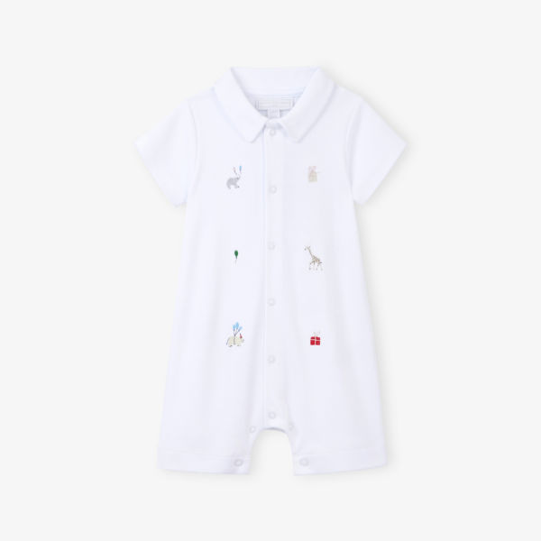 

Комбинезон из хлопка с вышивкой Party Animals для новорожденных - 24 месяцев The Little White Company, белый