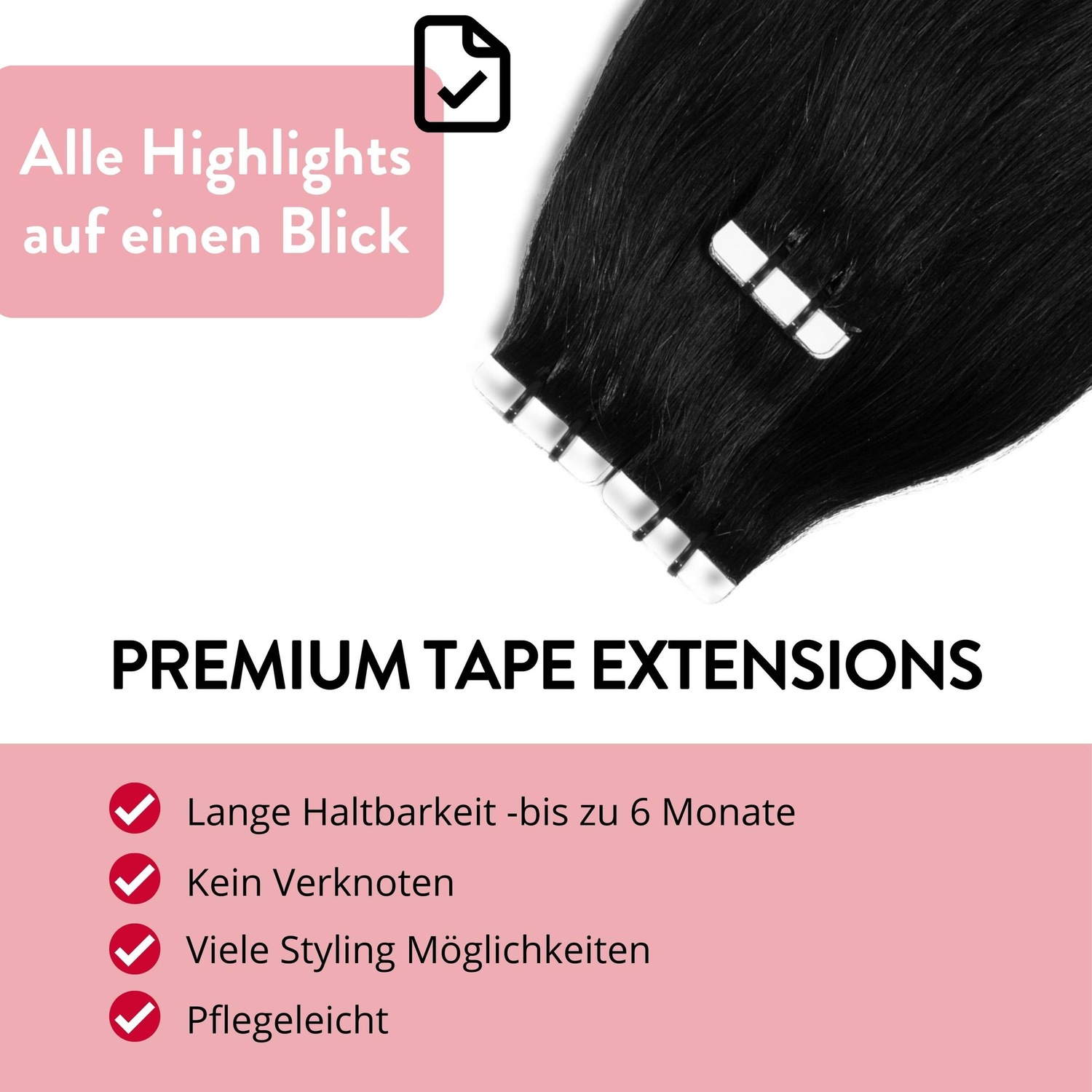 Накладные волосы tape extensions premium echthaar #4/0 dunkelbraun Hair2Heart, 60cm, количество 1 шт. — фото 3