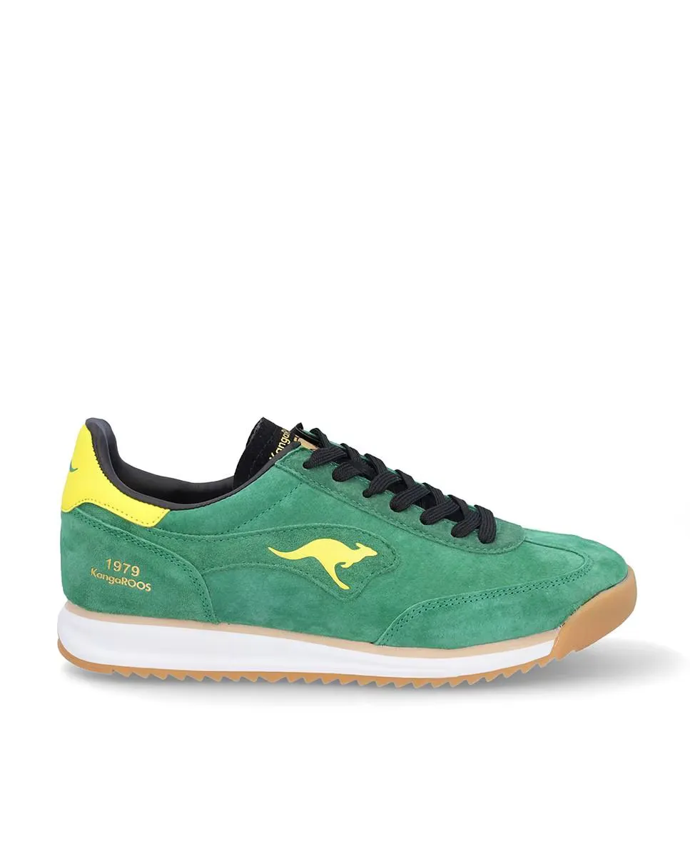 

Мужские кожаные кроссовки с боковым логотипом и рифленой подошвой Kangaroos, зеленый