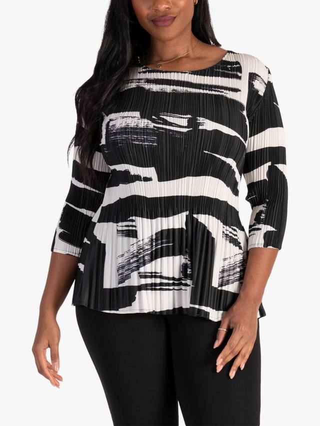 

Топ с плиссировкой в стиле кистевого мазка chesca, Black/Ivory