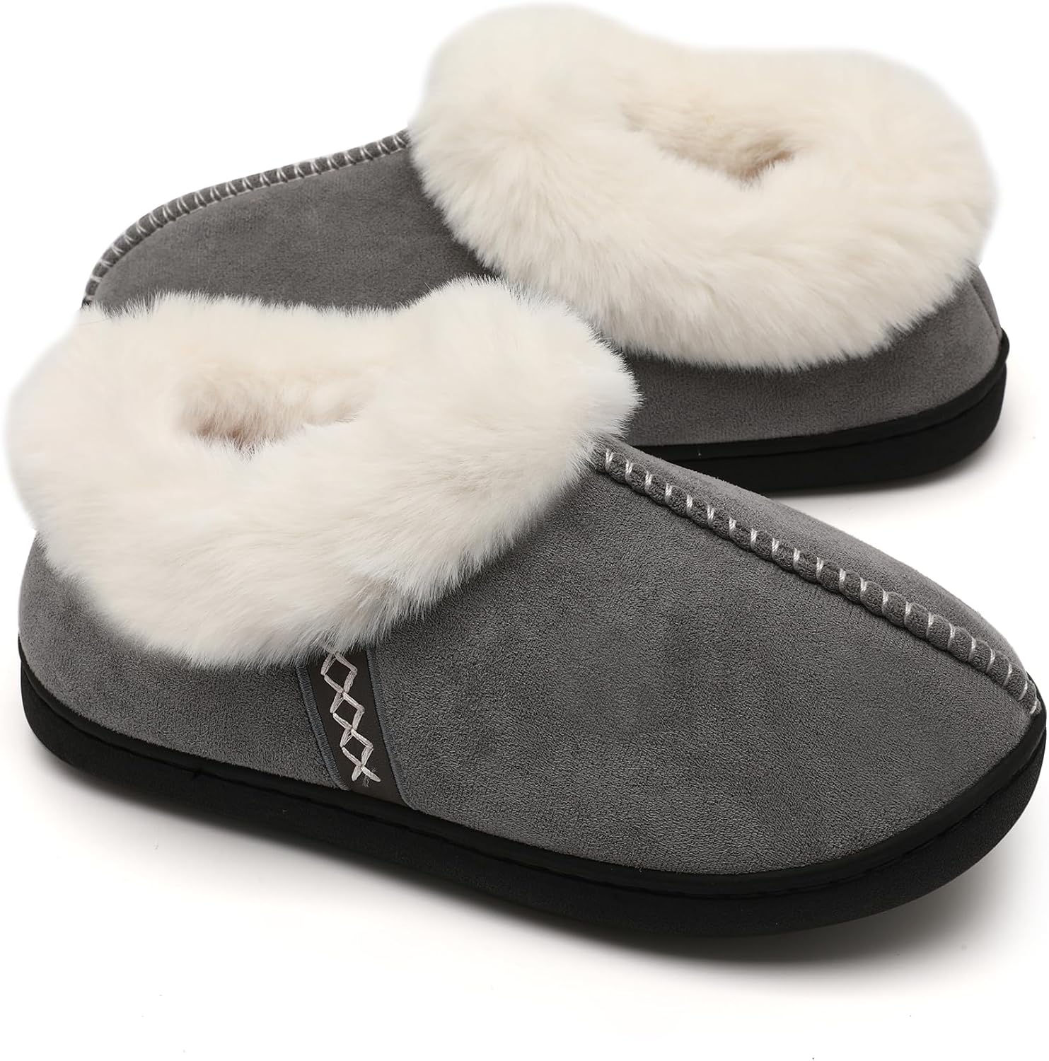

Домашние тапочки для женщин и мужчин, женские тапочки на мягкой подошве с эффектом памяти, с мягким искусственным мехом, удобные, теплые, нескользящие, для дома и улицы, размеры Yueerlu, серый