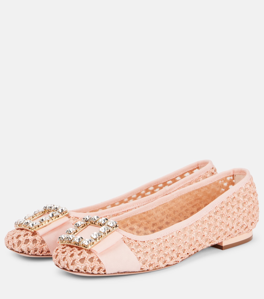 Балетки Tres Vivier из рафии с декором Roger Vivier, Aurora Chiaro + Carne — фото 4