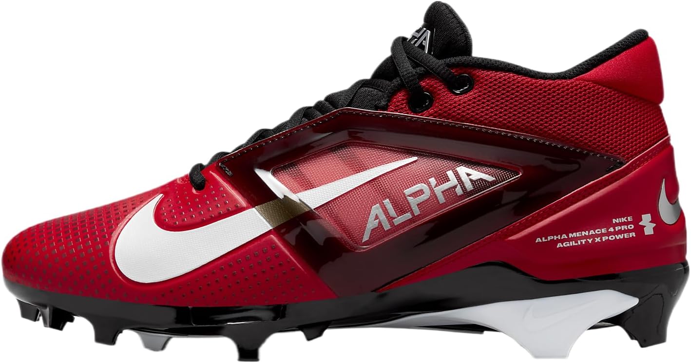 

Футбольные бутсы Nike Alpha Menace 4 Pro NRG для мужчин, University Red/Metallic Silver/Team Red