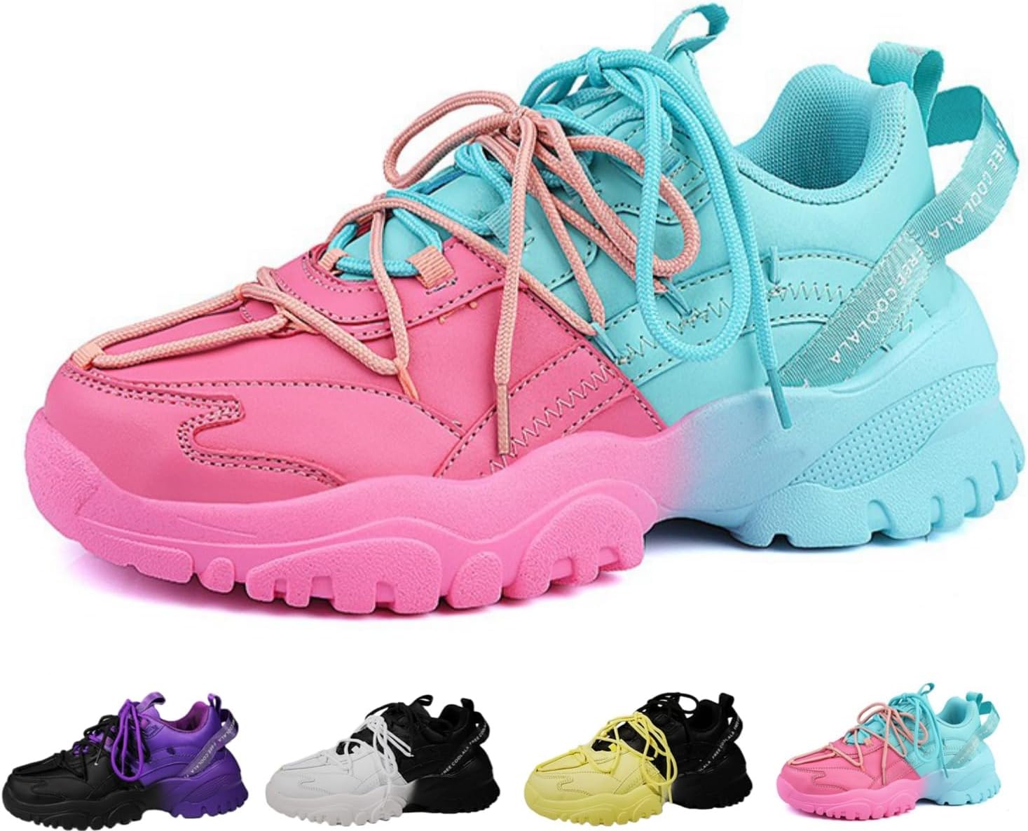 

Стильные ретро массивные кроссовки для мужчин и женщин, уличная мода, повседневная обувь, нескользкая, удобная, для прогулок Macefil, розовый/голубой