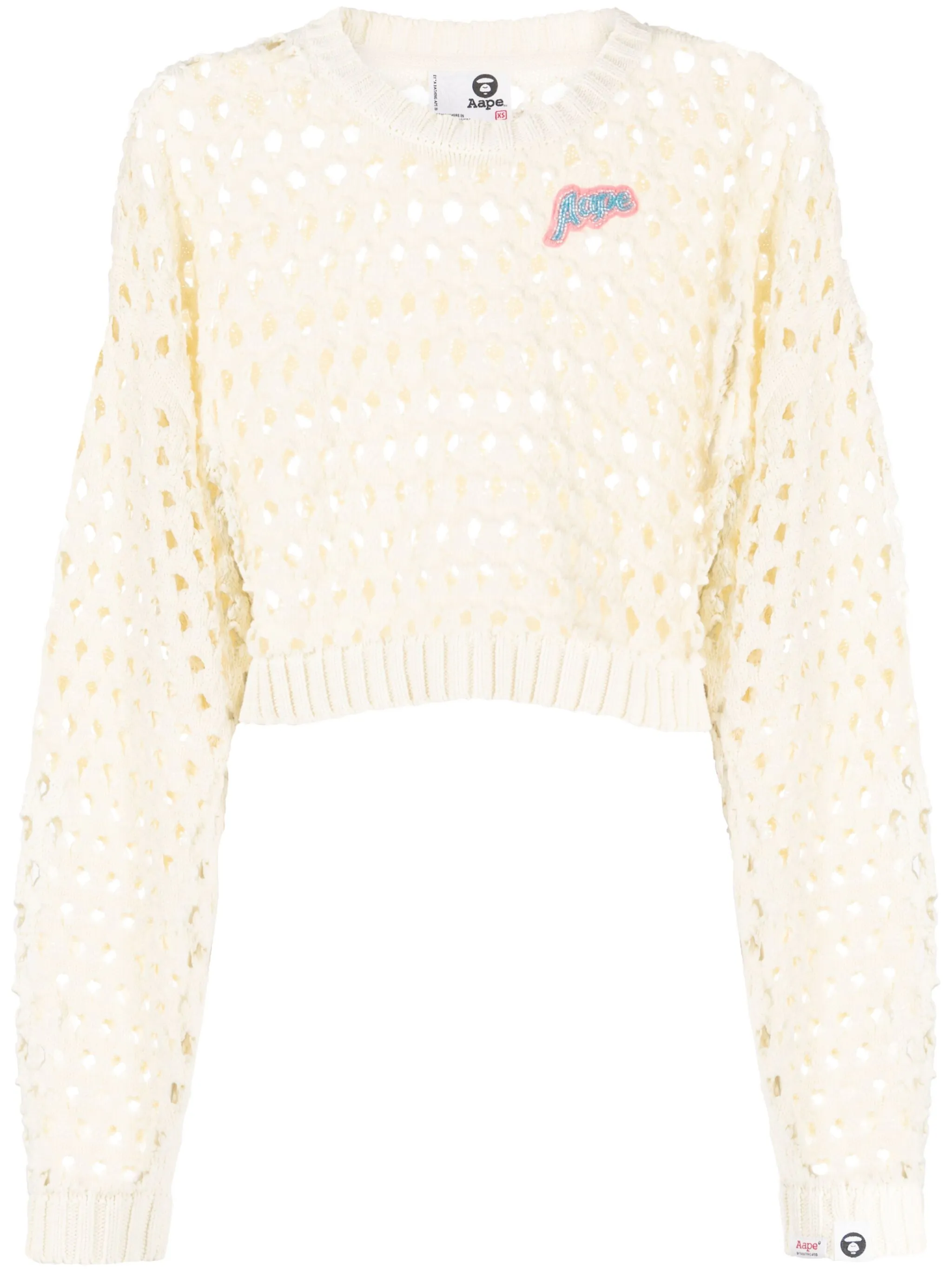 

Укороченный джемпер рыхлой вязки Aape By A Bathing Ape, белый