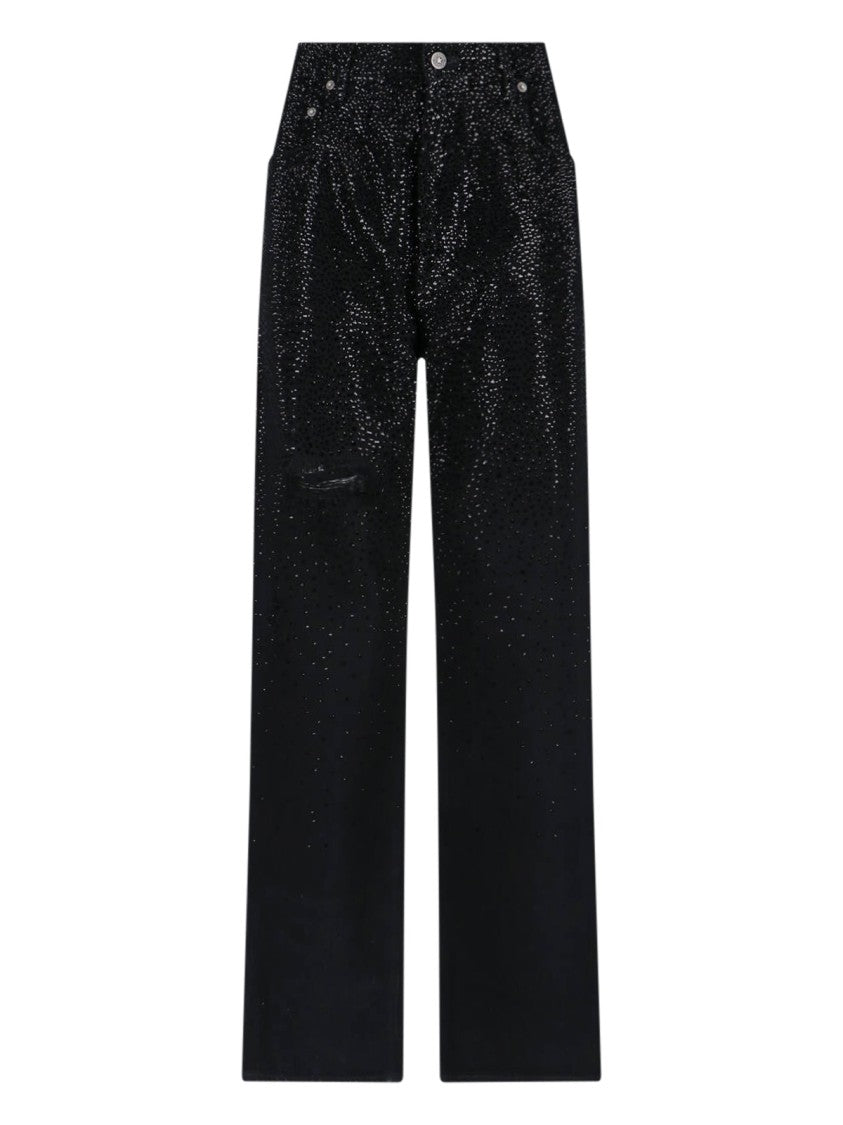 

Прямые джинсы с камнями черный деним Golden Goose