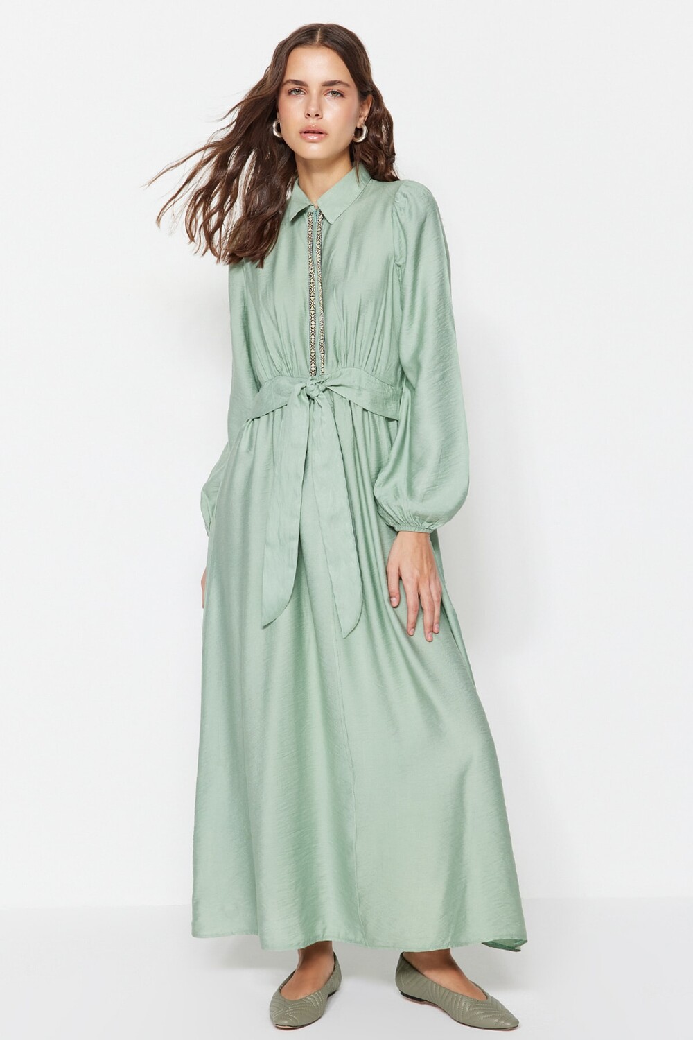 

Платье - Хаки - А-силуэт Trendyol Modest, хаки