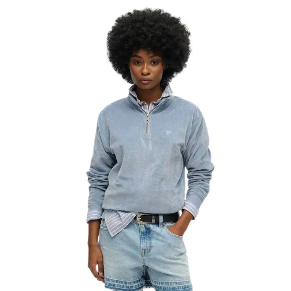 

Толстовка Superdry Velour half zip, синий