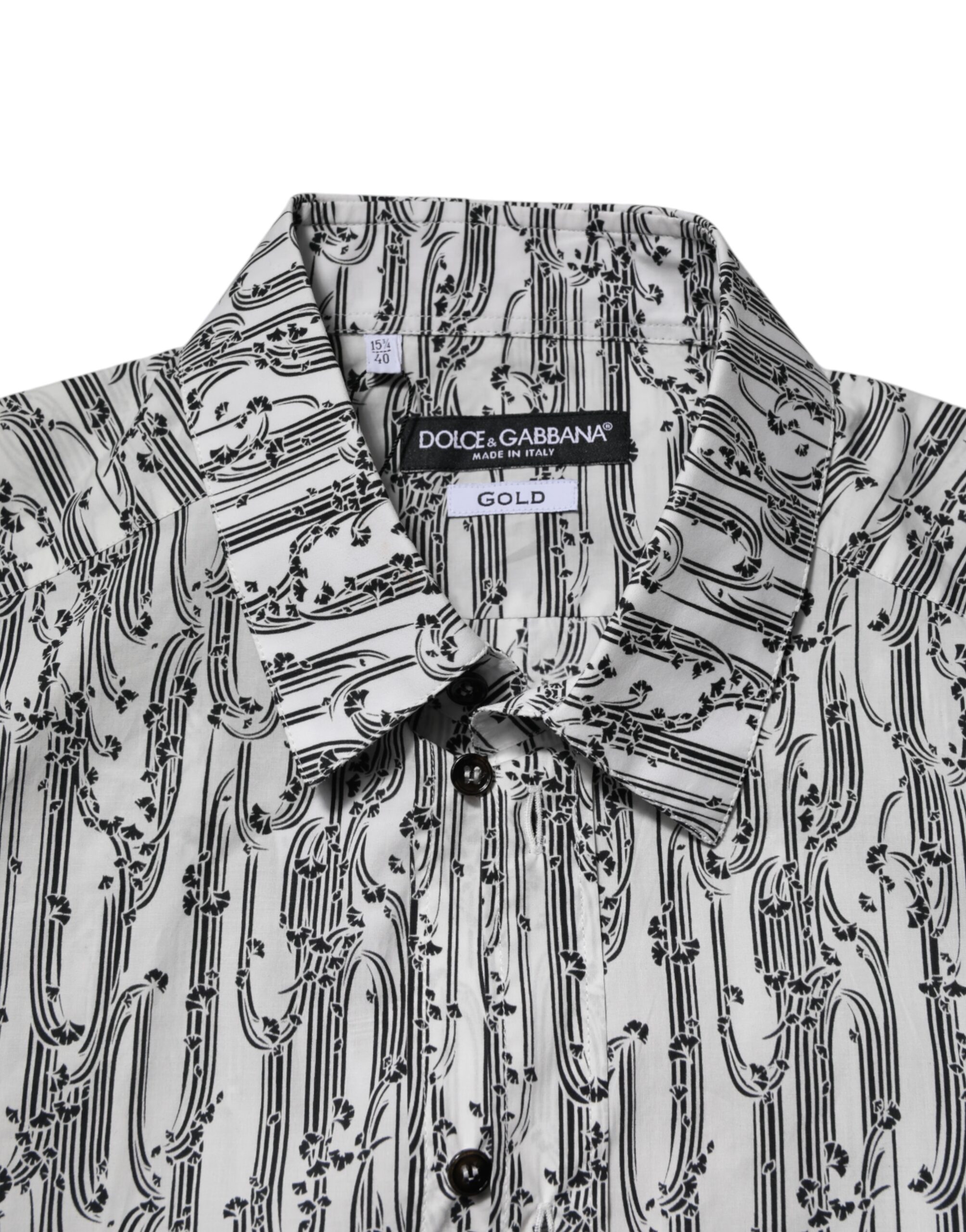 Белая повседневная рубашка с длинными рукавами и цветочным принтом Dolce & Gabbana, White — фото 4