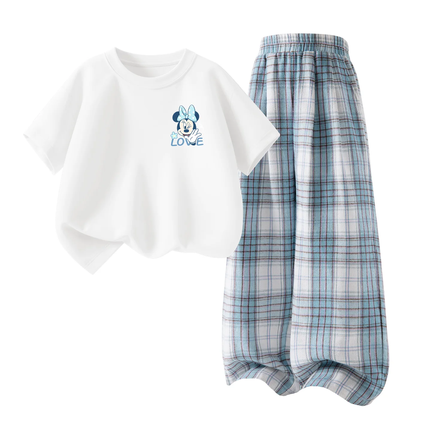 Детская спортивная футболка с круглым вырезом Disney, Di Hello Nini K White+Solid Color White Cloud Blue