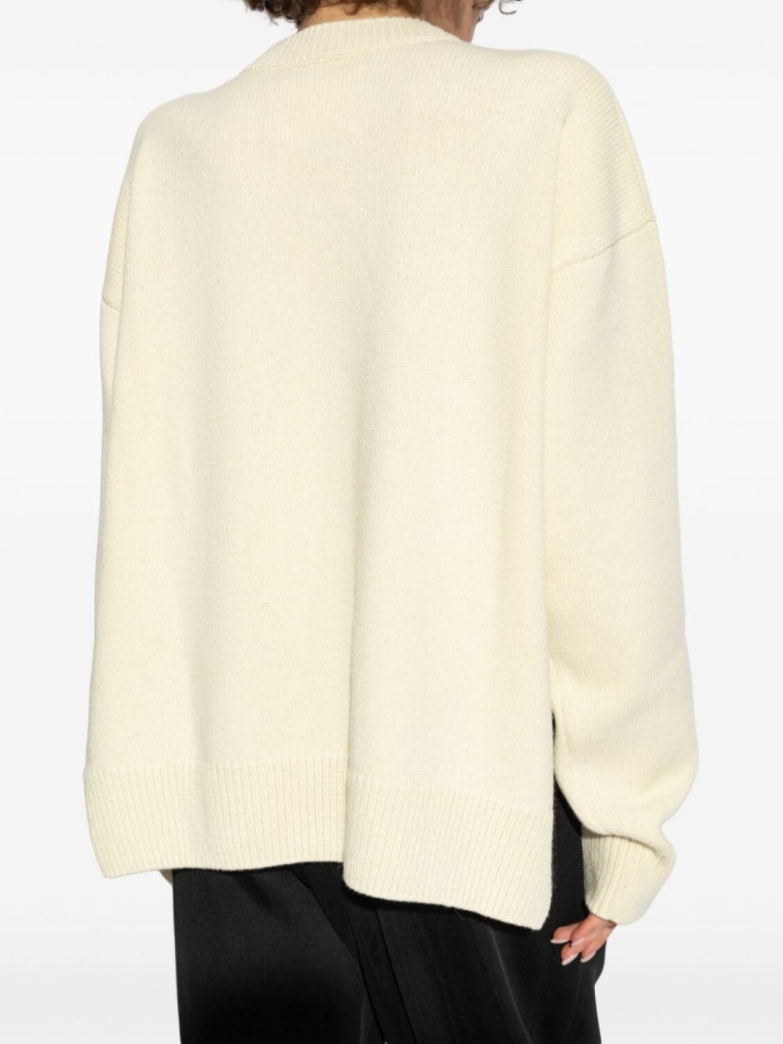 Jil Sander джемпер с опущенными плечами и круглым вырезом, нейтральный цвет — фото 4