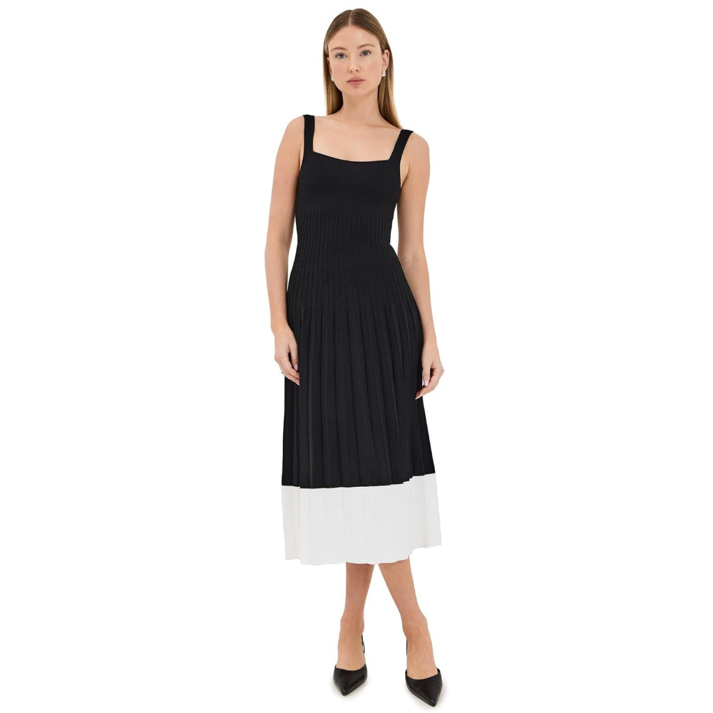 

Платье без рукавов Staud Women's Ellison, цвет черный/слоновая кость