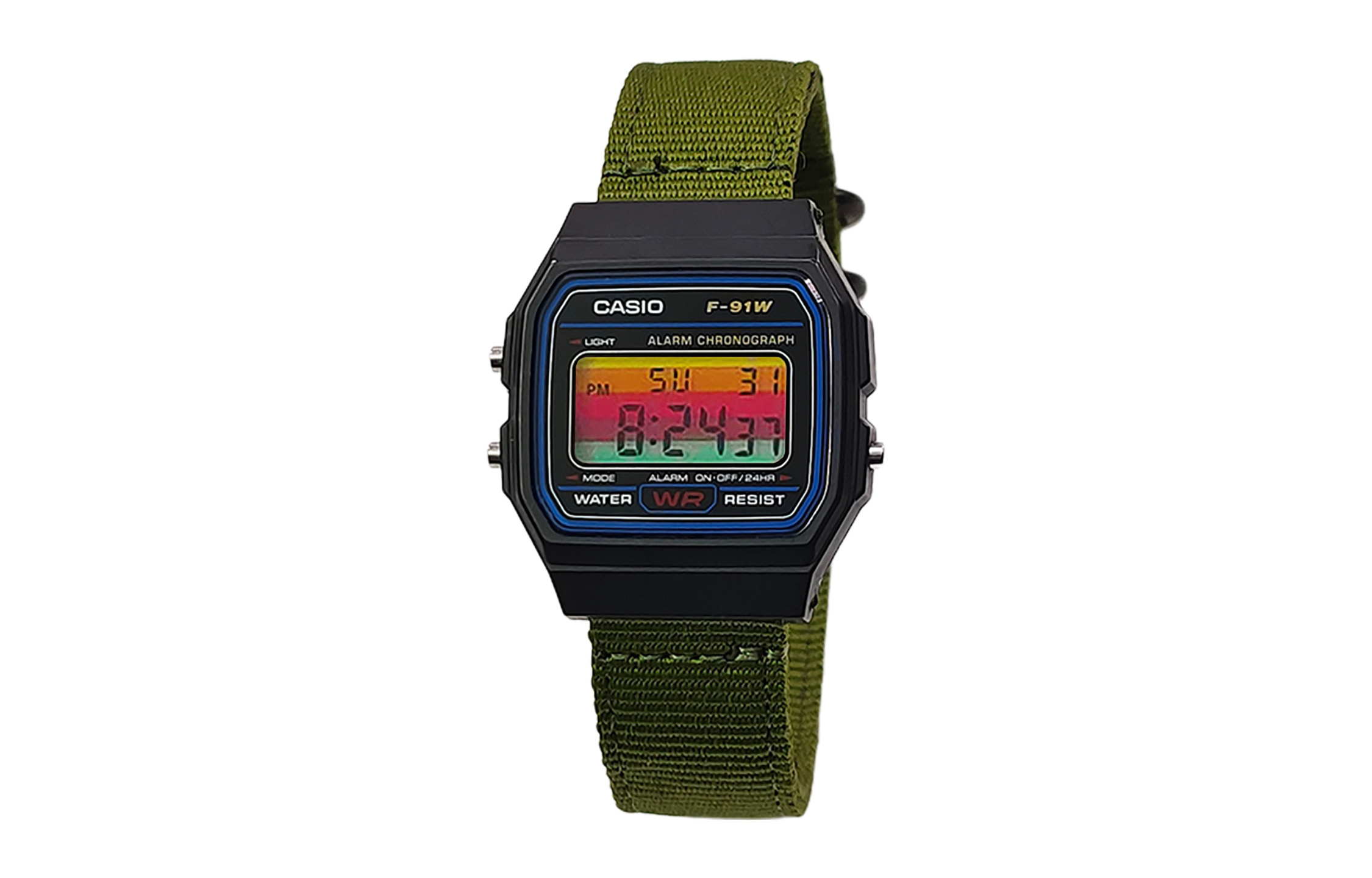 

CASIO Мужские часы Retrofit Series с кварцевым механизмом и нейлоновым ремешком, черный циферблат