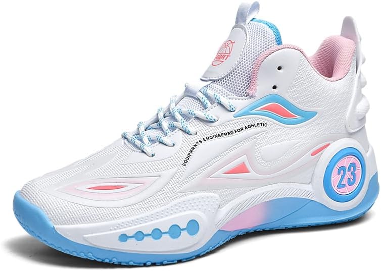 

Мужские повседневные спортивные кроссовки с шнуровкой, высокие, дышащие, противоскользящие, подходят для ходьбы, баскетбола и бега Igzbibg, белый